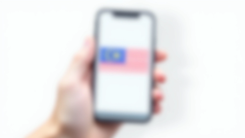 Close-up of mobile phone screen showing language switcher dropdown with Malaysian flag and English flag options clearly visible