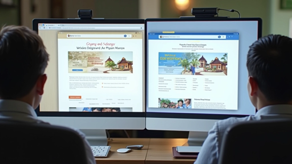 Split-screen showing Malay language website on left and English version on right with clear language distinction