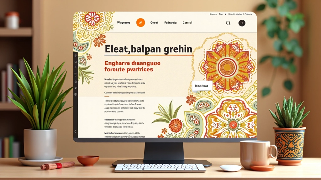 Website mockup showing Malaysian cultural design elements and localized interface